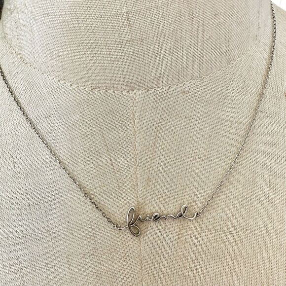 Kathy Davis scatter joy friend script  silver plated pendant necklace - Picture 2 of 10